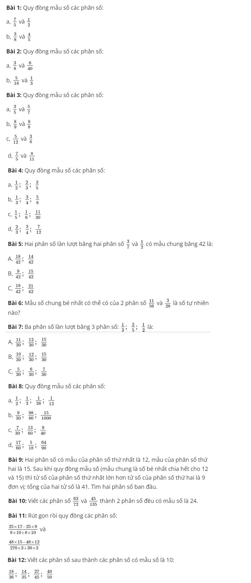 quy dong mau so lop 4