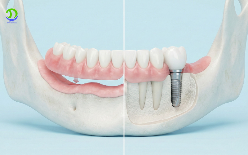 implant và hàm giả