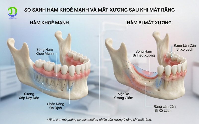 dấu hiệu cần trồng implant - tiêu xương