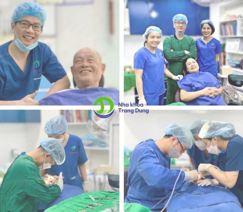 Bác sĩ cấy trụ răng Implant cho khách hàng tại nha khoa Trang Dung